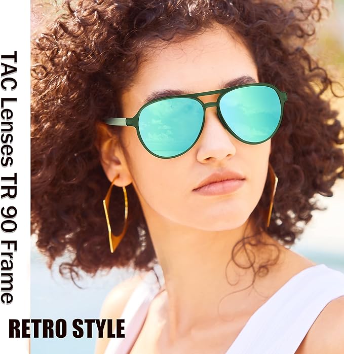 Lasiyanor Lightweight TAC Polarized Tinted Classic Vintage Retro 70s Sunglasses, TR-90 Frame for Women Men, UV 400 Protection