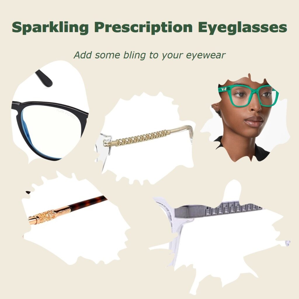 prescription eyeglasses with rhinestones or crystals